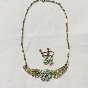Vintage rhinestone necklace & earrings